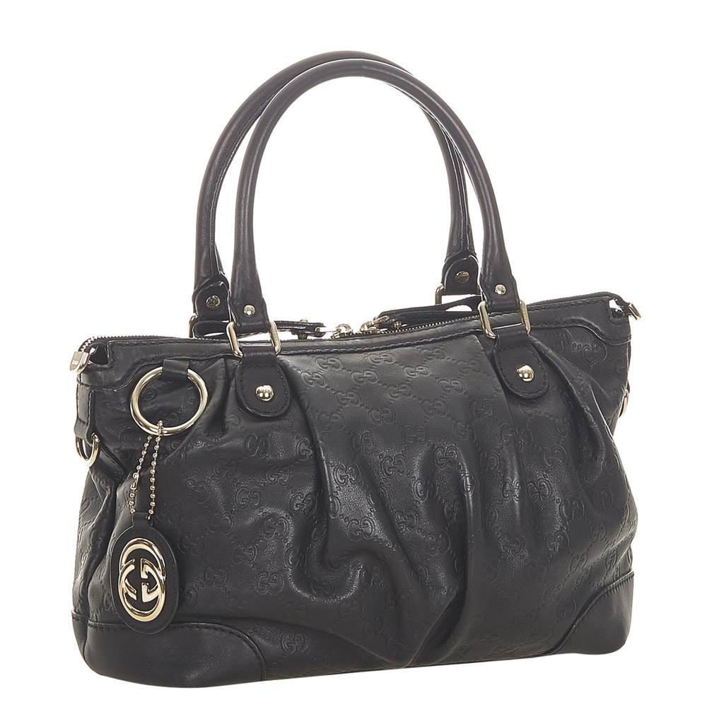 

Gucci Blue Guccissima Leather Sukey Satchel Bag