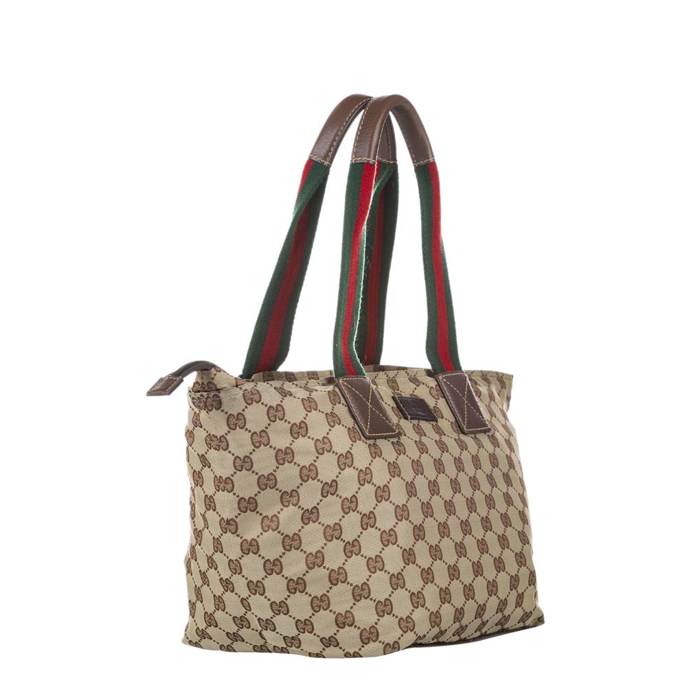 

Gucci Brown/Beige GG Canvas Web Tote Bag