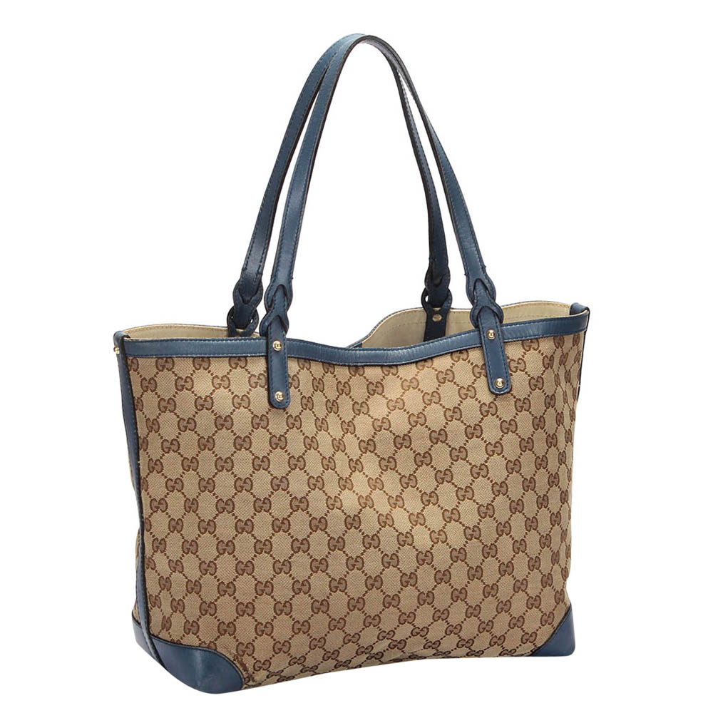 

Gucci Beige/Blue GG Canvas Crafty Tote Bag