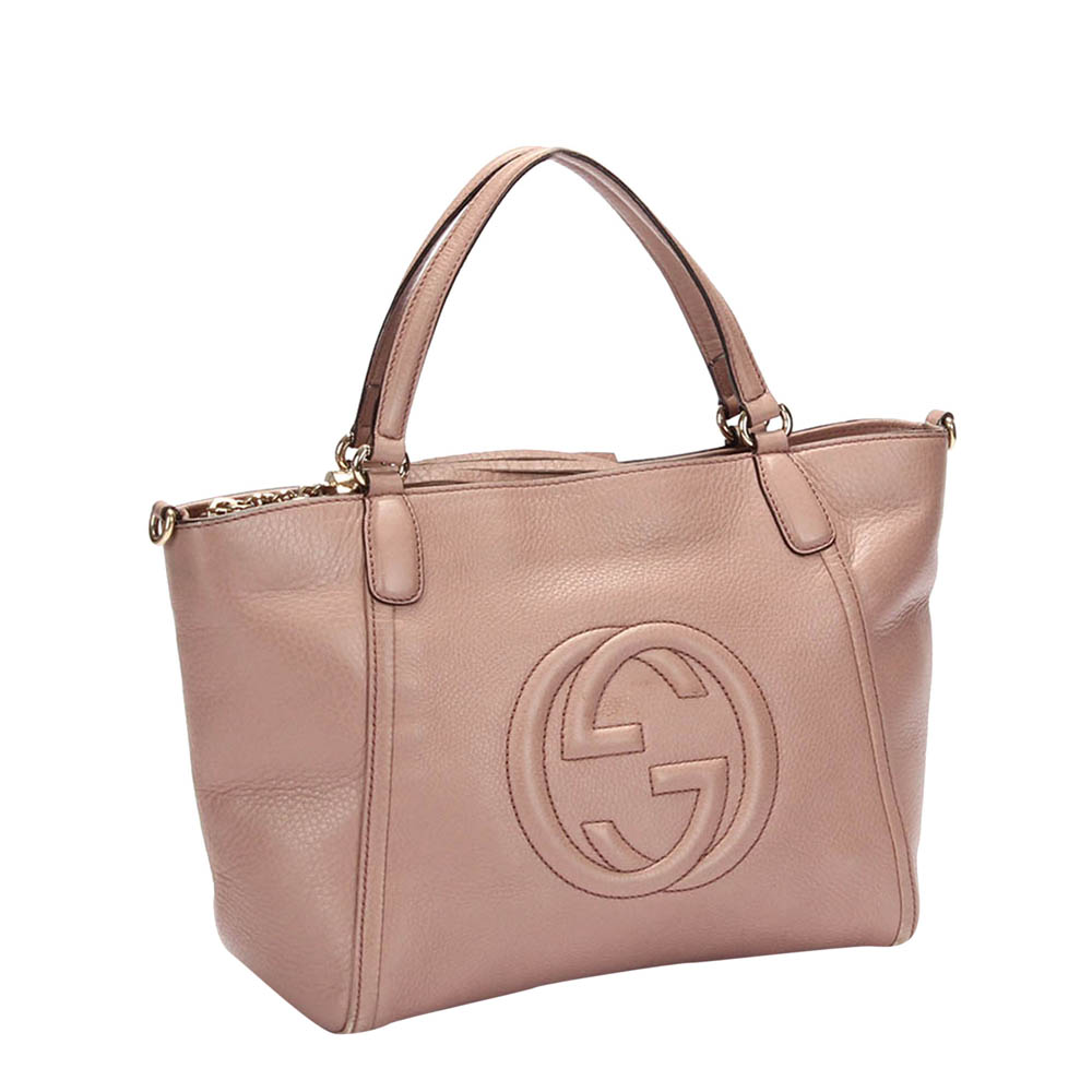 

Gucci Pink/Light Pink Patent Leather Soho Cellarius Tote Bag