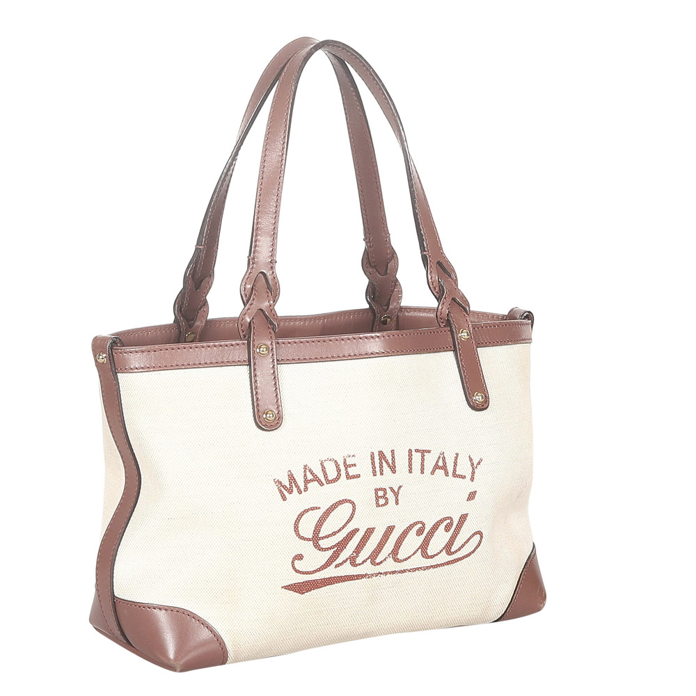 

Gucci White CanvasCraft Tote Bag