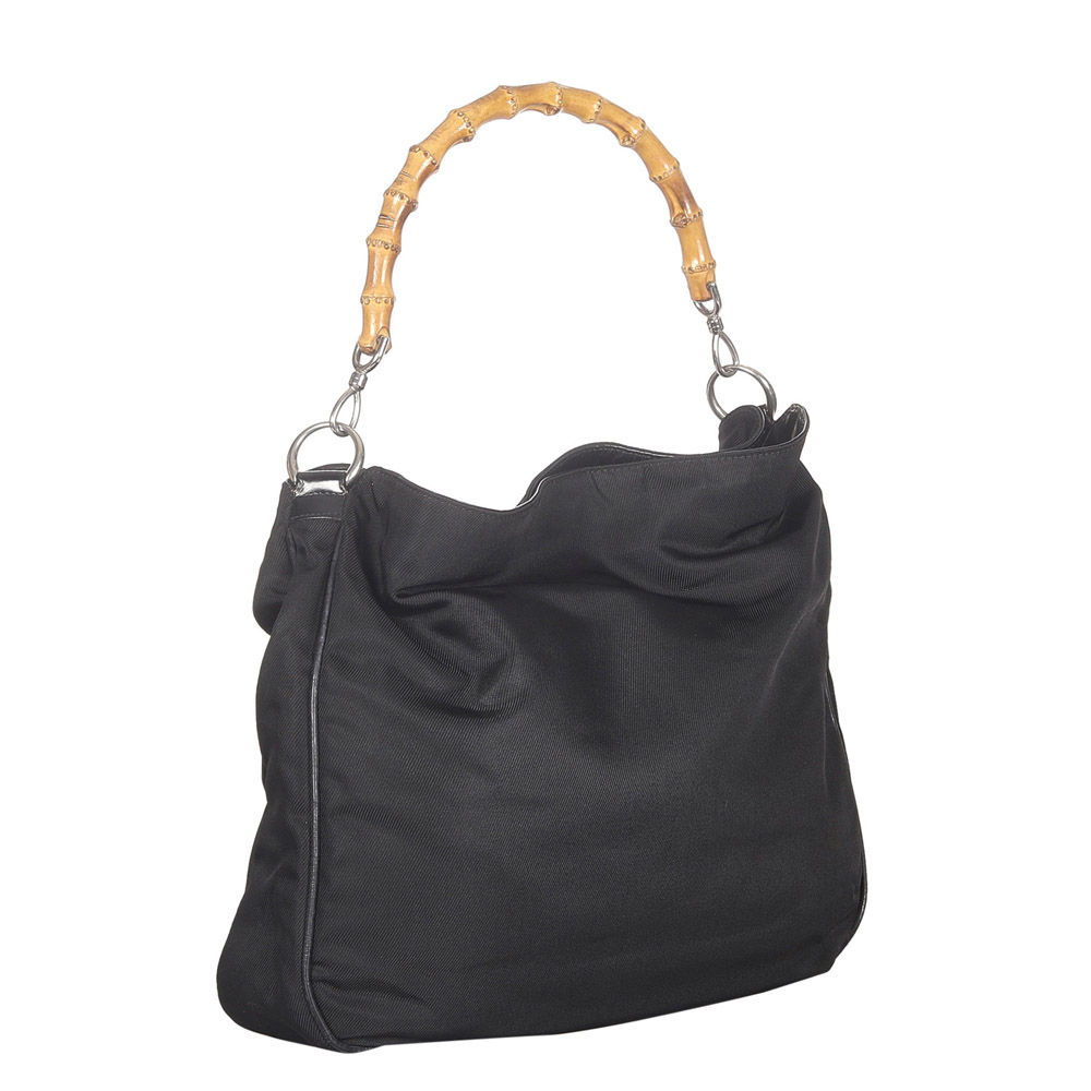 

Gucci Black Bamboo Nylon Satchel Bag