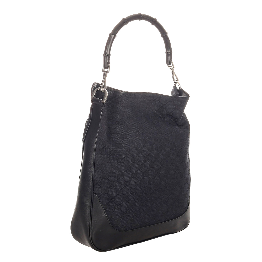 

Gucci Black Bamboo GG Canvas Shoulder Bag