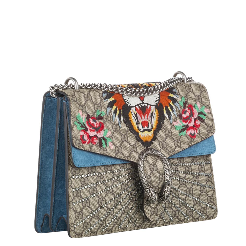 

Gucci Brown/Blue GG Supreme Canvas Tiger Printed Dionysus Shoulder Bag