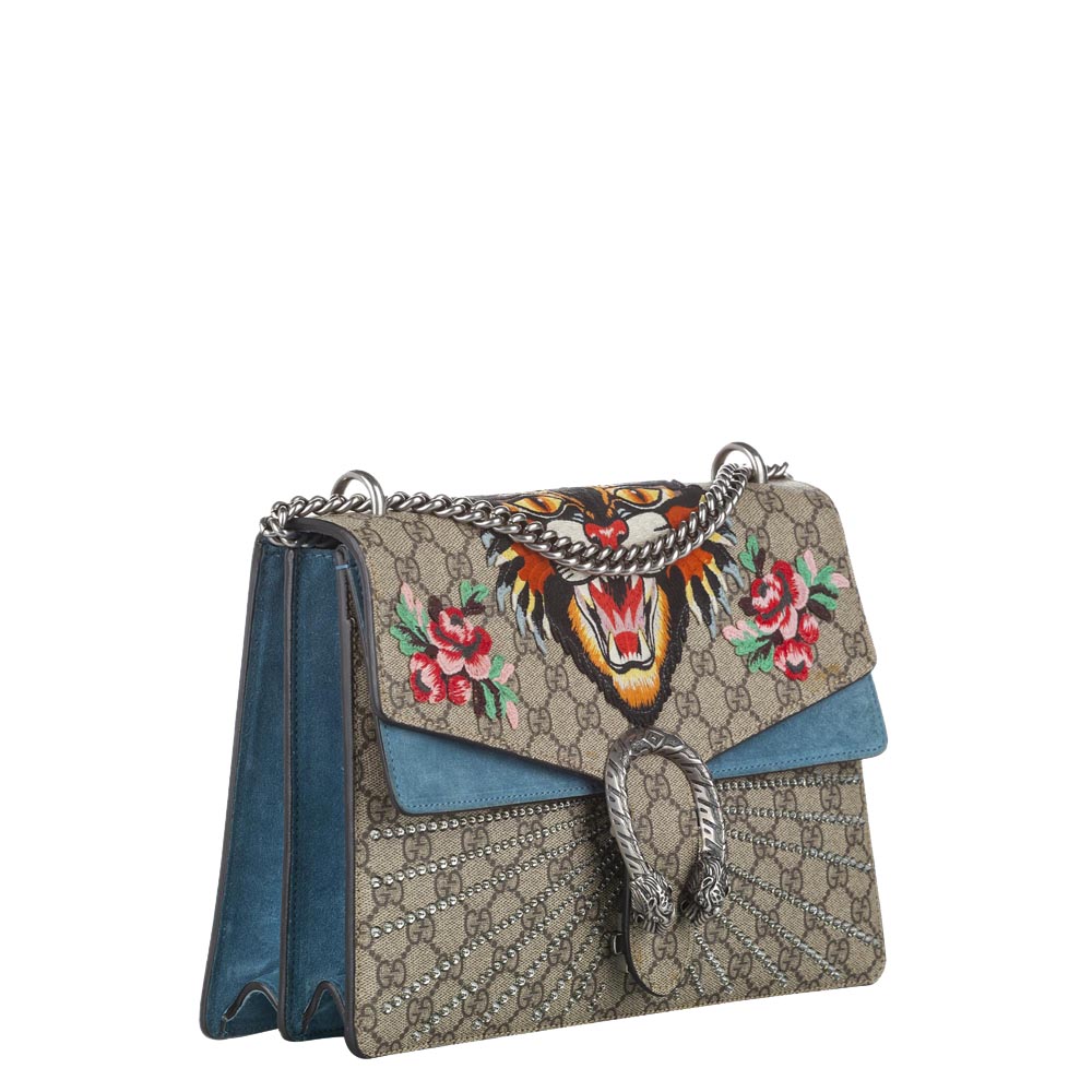 

Gucci Brown/Blue GG Supreme Canvas Tiger Printed Dionysus Shoulder Bag