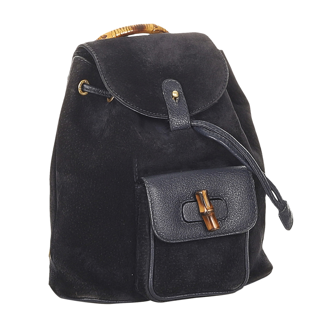 

Gucci Black Suede and leather Bamboo Backpack