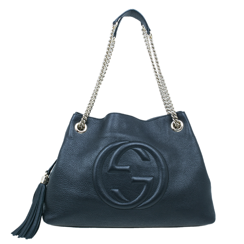Pre Owned Gucci Black Leather Medium Soho Shoulder Bag