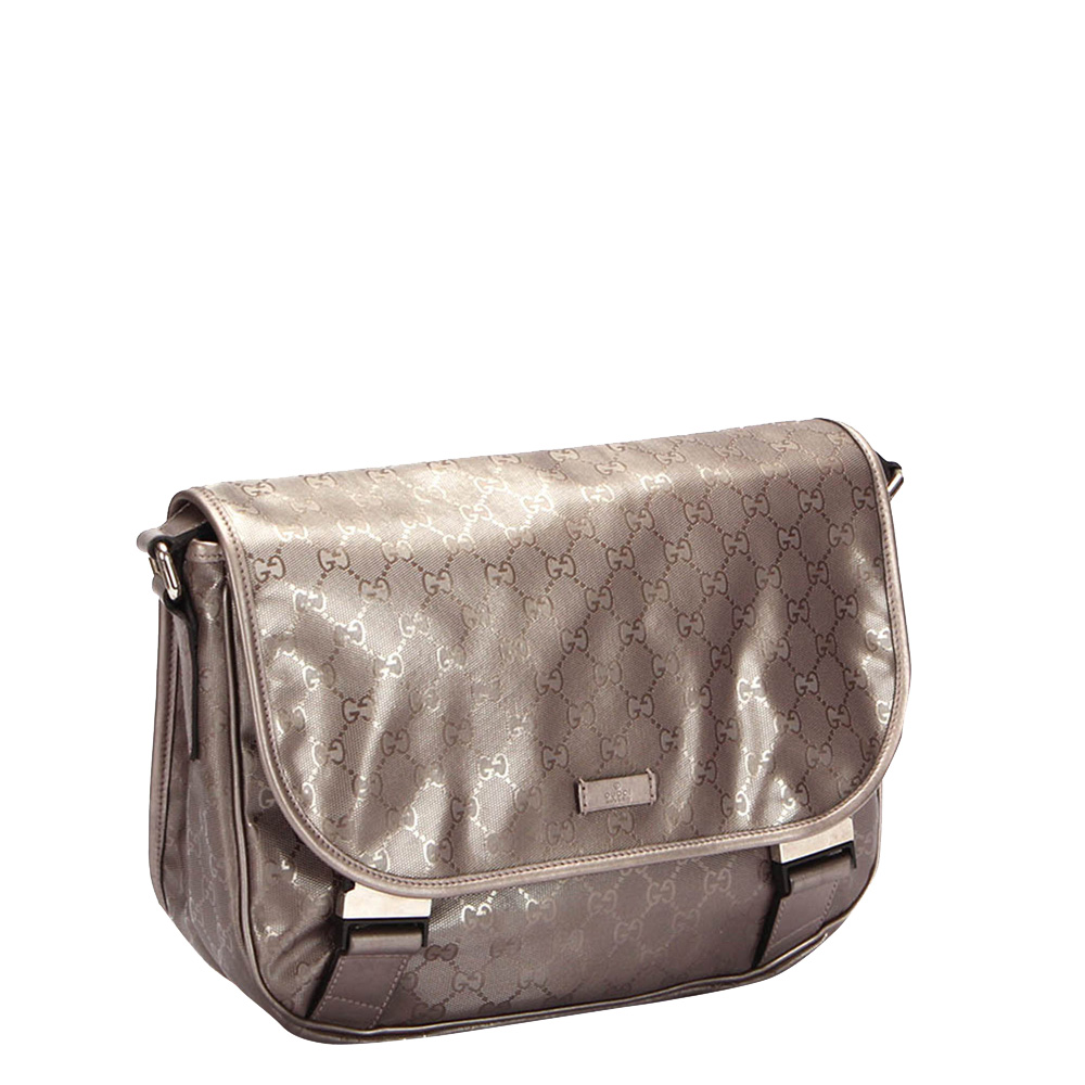 

Gucci Brown Leather PVC GG Imprime Shoulder Bag