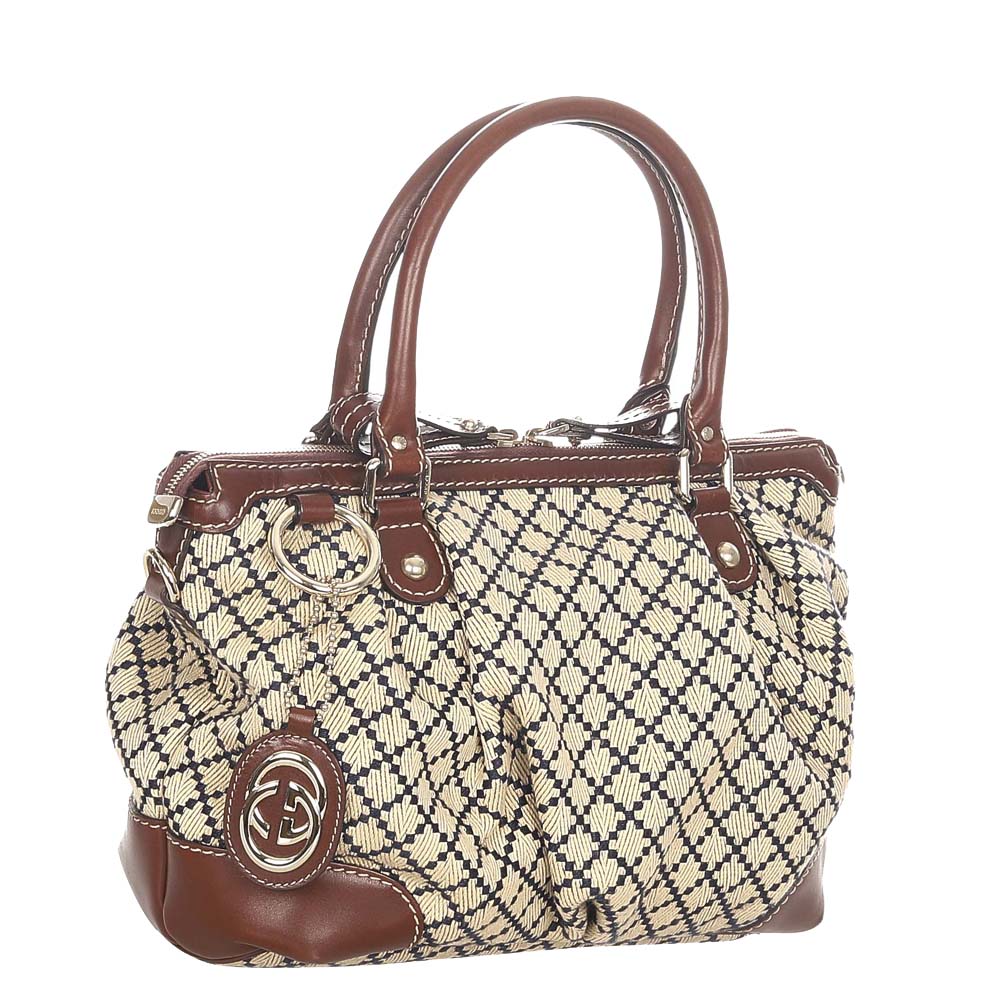 

Gucci Beige/Dark Brown Diamante Canvas Sukey Bag