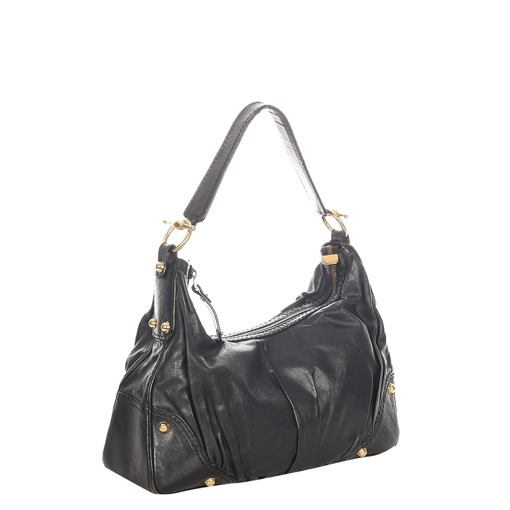 

Gucci Black Leather Jockey Hobo Bag