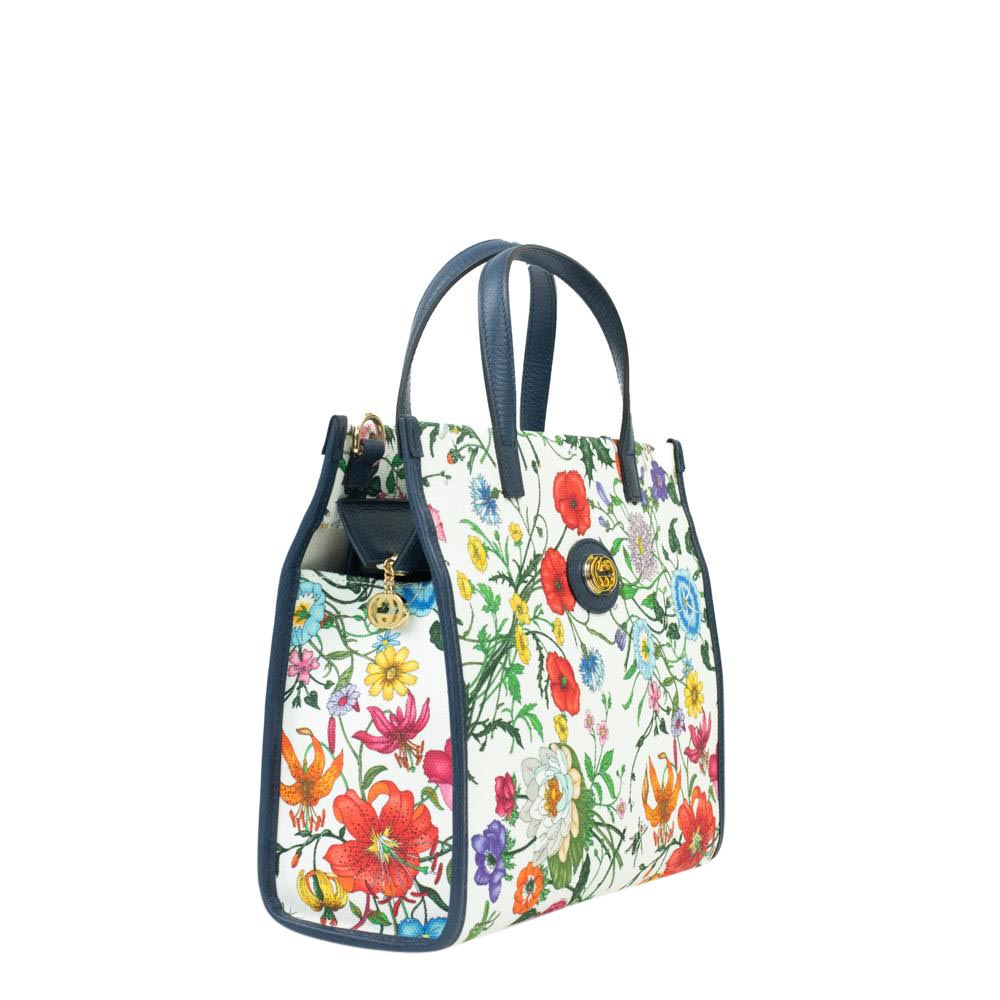 

Gucci White/Multicolor Canvas Flora Tote Bag