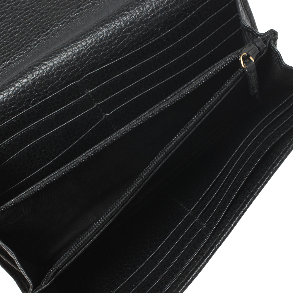

Gucci Black Leather Double G Continental Wallet