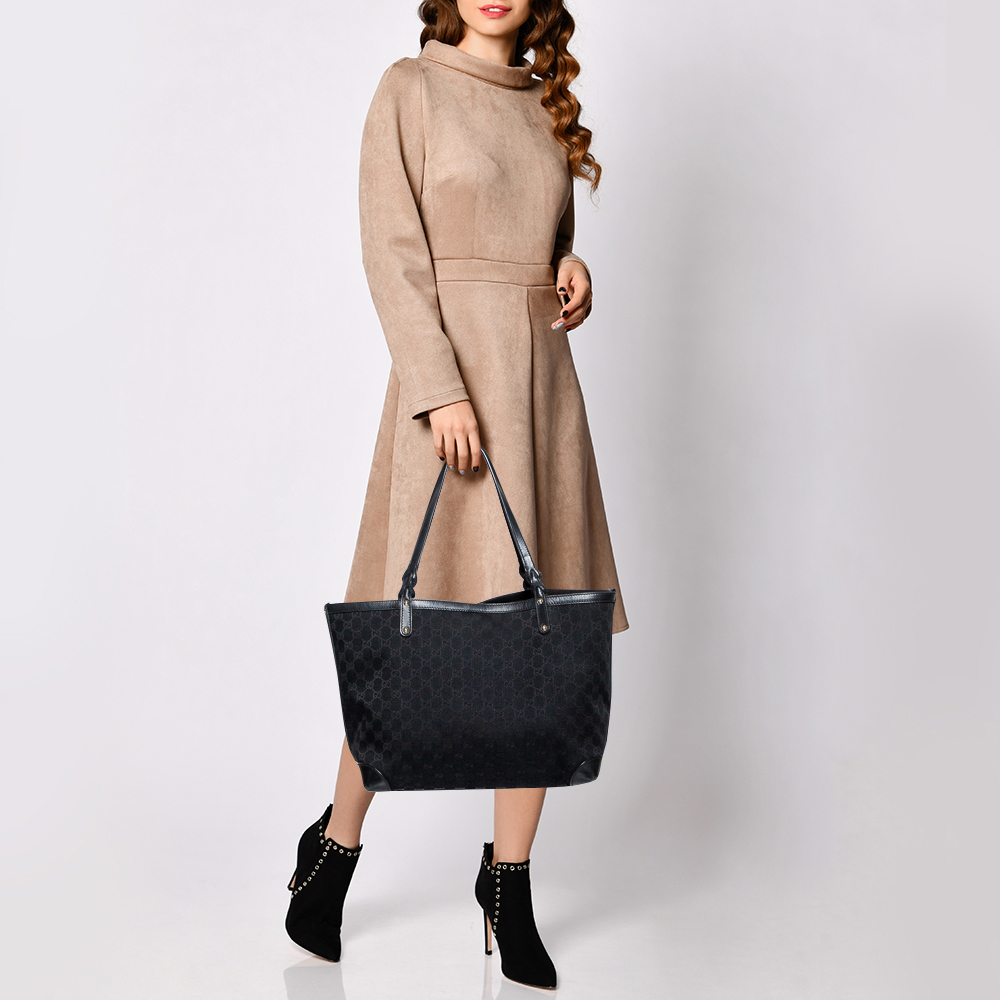 

Gucci Black GG Canvas and Leather Craft Original Tote