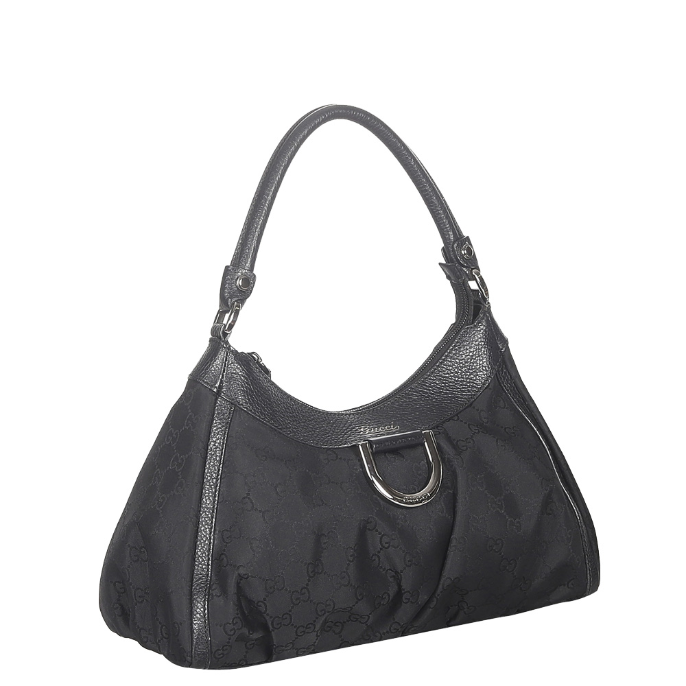 

Gucci Black Canvas Abbey D-Ring Hobo Bag