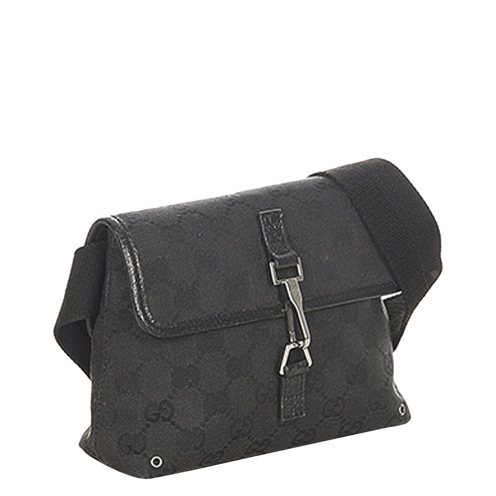 

Gucci Black Leather-trimmed GG Canvas Jackie Belt Bag