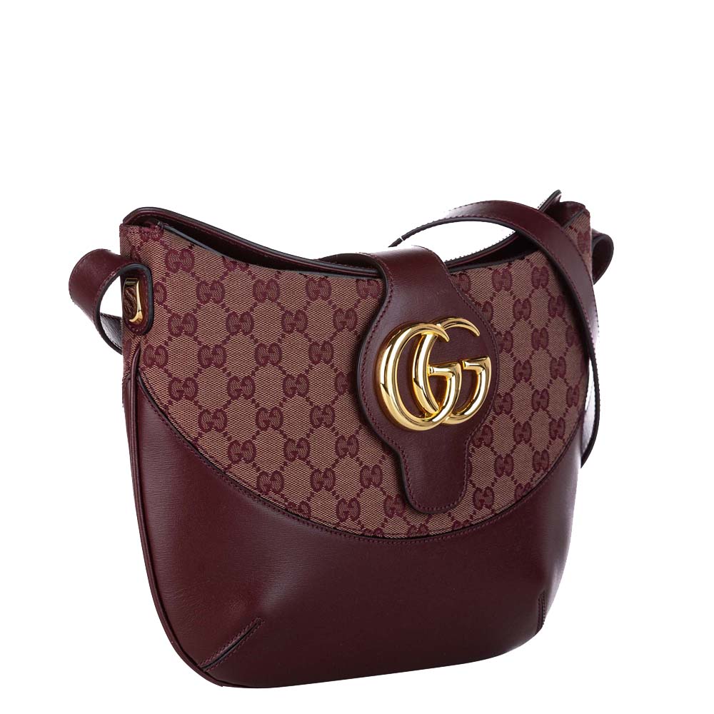 

Gucci Red/ Brown GG Canvas Leather Shoulder Bag
