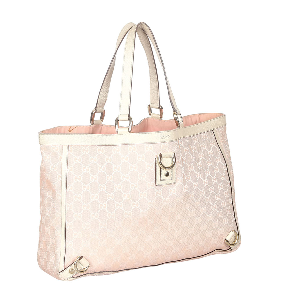 

Gucci Pink/Light Pink Canvas Abbey D-Ring Tote Bag