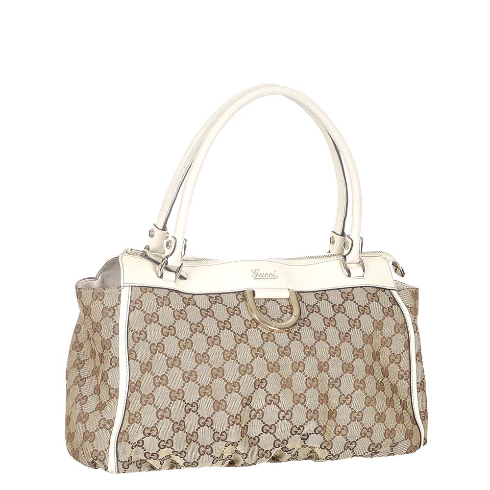 

Gucci Brown/Beige Canvas Leather Fabric Abbey D-Ring Shoulder Bag