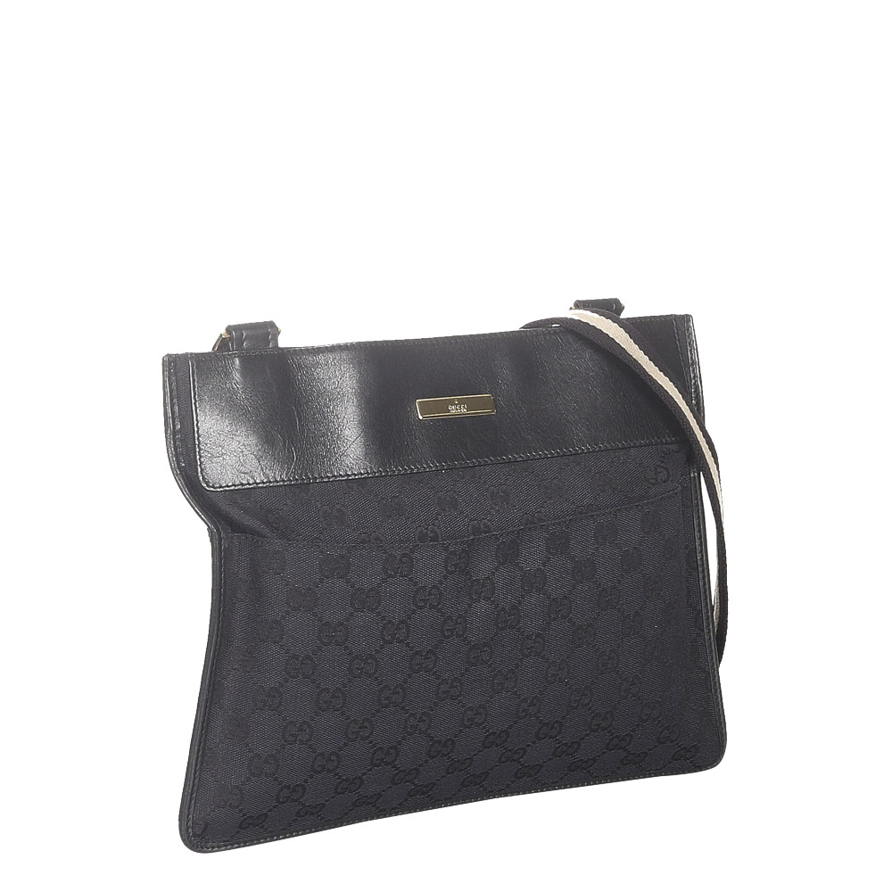 

Gucci Black GG Canvas Web Crossbody Bag