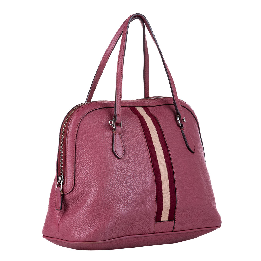 

Gucci Purple Leather Web Dome Satchel Bag