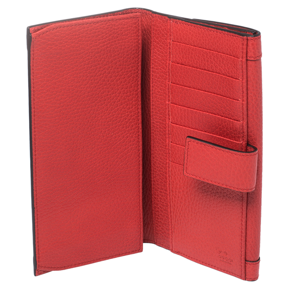 

Gucci Scarlet Leather Charmy Continental Wallet, Red