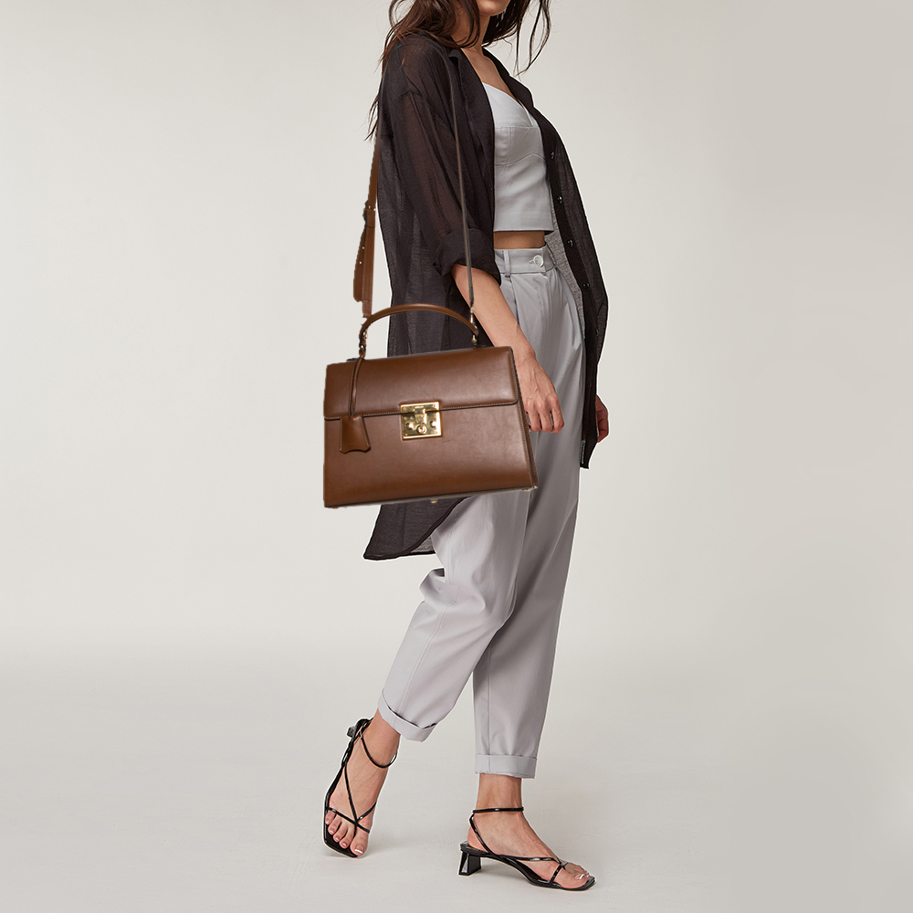 

Gucci Brown Leather Medium Padlock Top Handle Bag