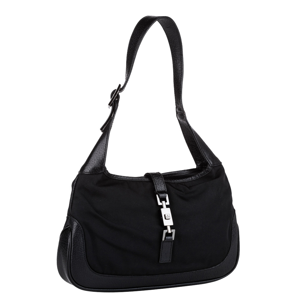 

Gucci Black Canvas and Leather Jackie Hobo Bag