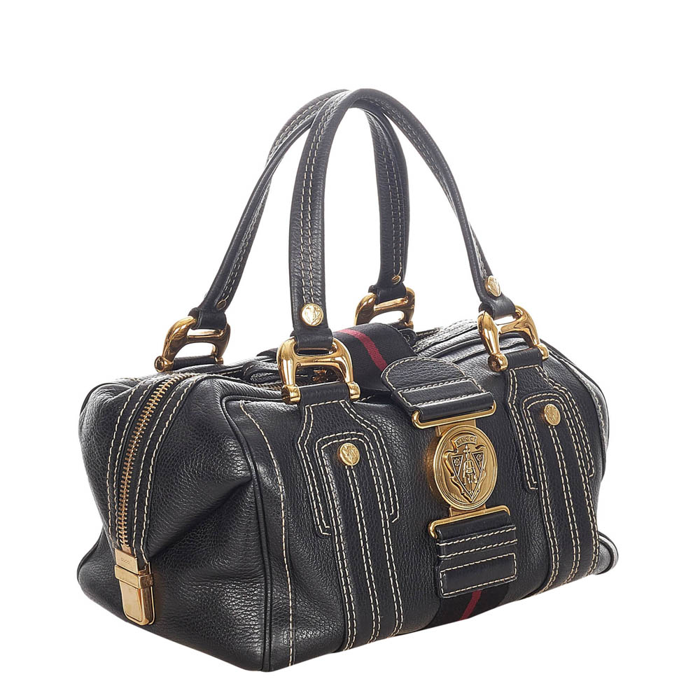 

Gucci Black Leather  Aviatrix Satchel Bag