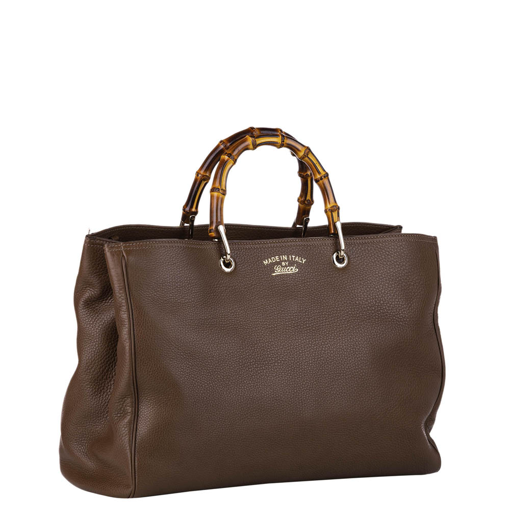 

Gucci Brown Leather Bamboo Shopper Tote Bag