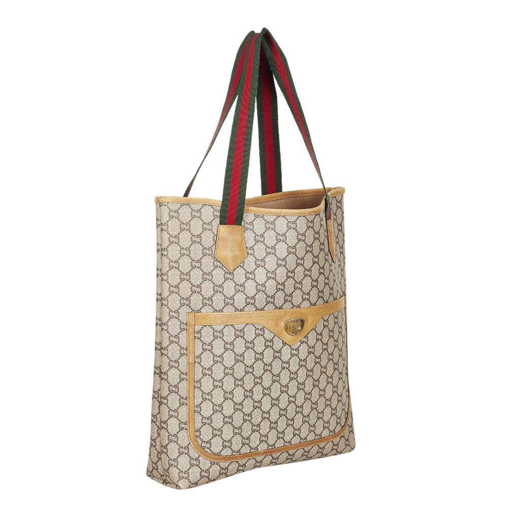 

Gucci Brown/Beige GG Supreme Web Tote Bag