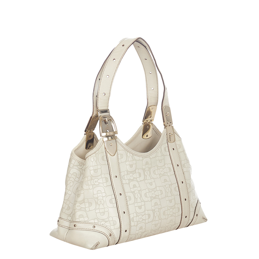 

Gucci White Leather Horsebit Shoulder Bag