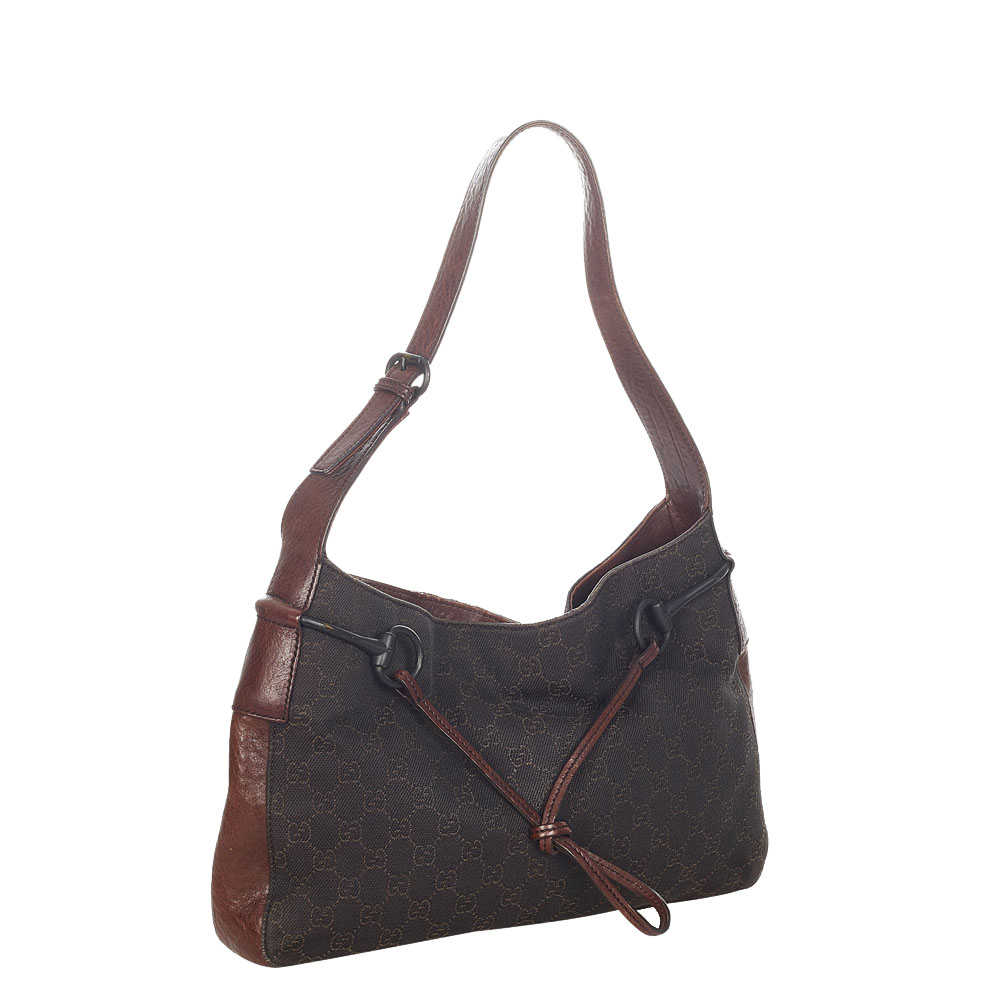 

Gucci Brown Canvas Fabric Horsebit Shoulder Bag