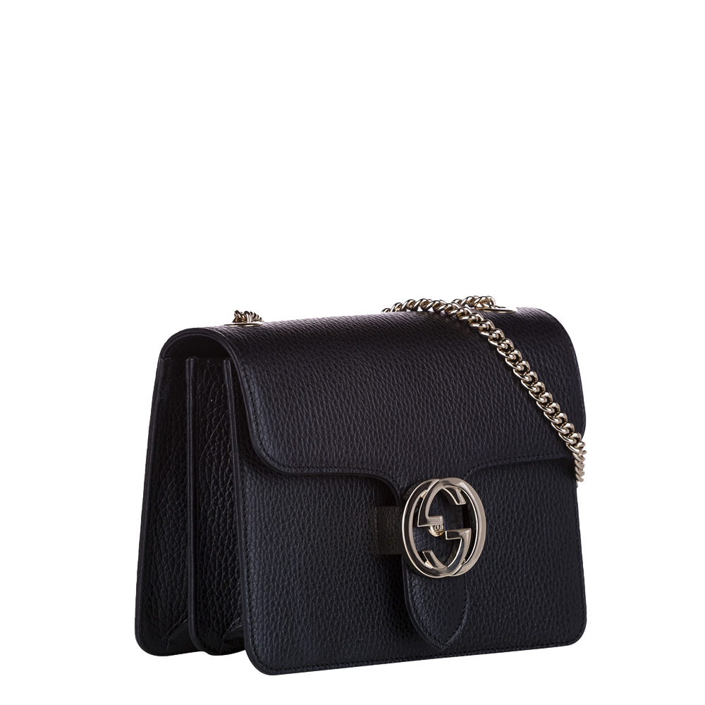 

Gucci Black Leather Interlocking G Shoulder Bag