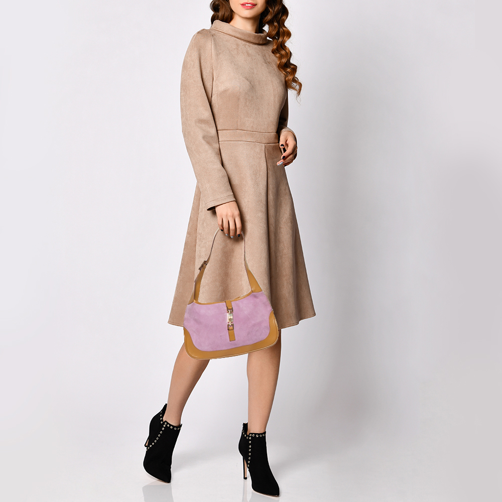 

Gucci Purple/Beige Suede and Leather Jackie Hobo