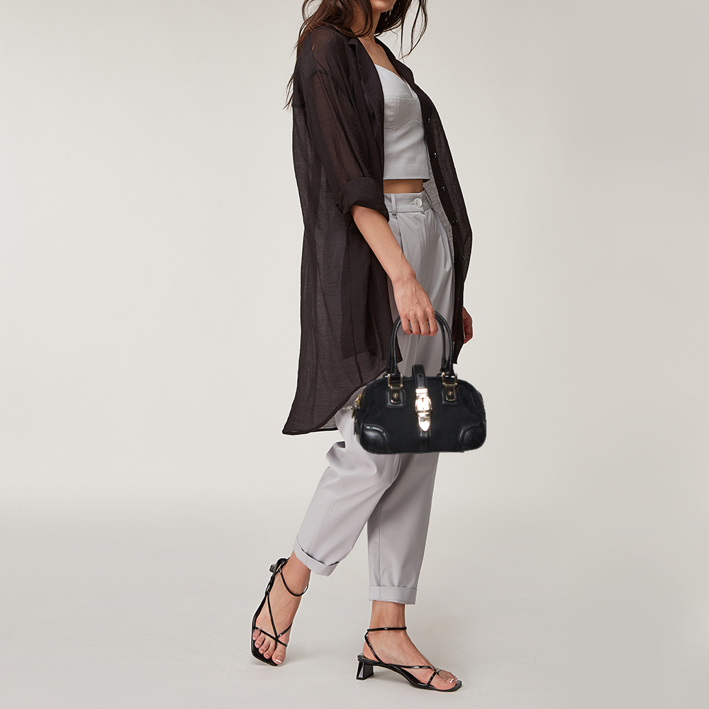 

Gucci Blue/Black GG Canvas and Leather Boston Bag