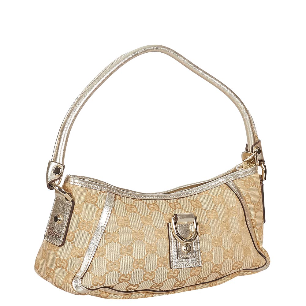 

Gucci Brown/Beige Canvas Leather Fabric Abbey D-Ring Shoulder Bag