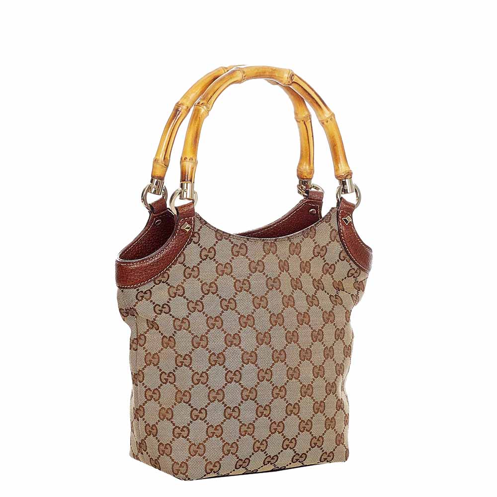

Gucci Brown/Beige Canvas Fabric Bamboo Top Handle Bag