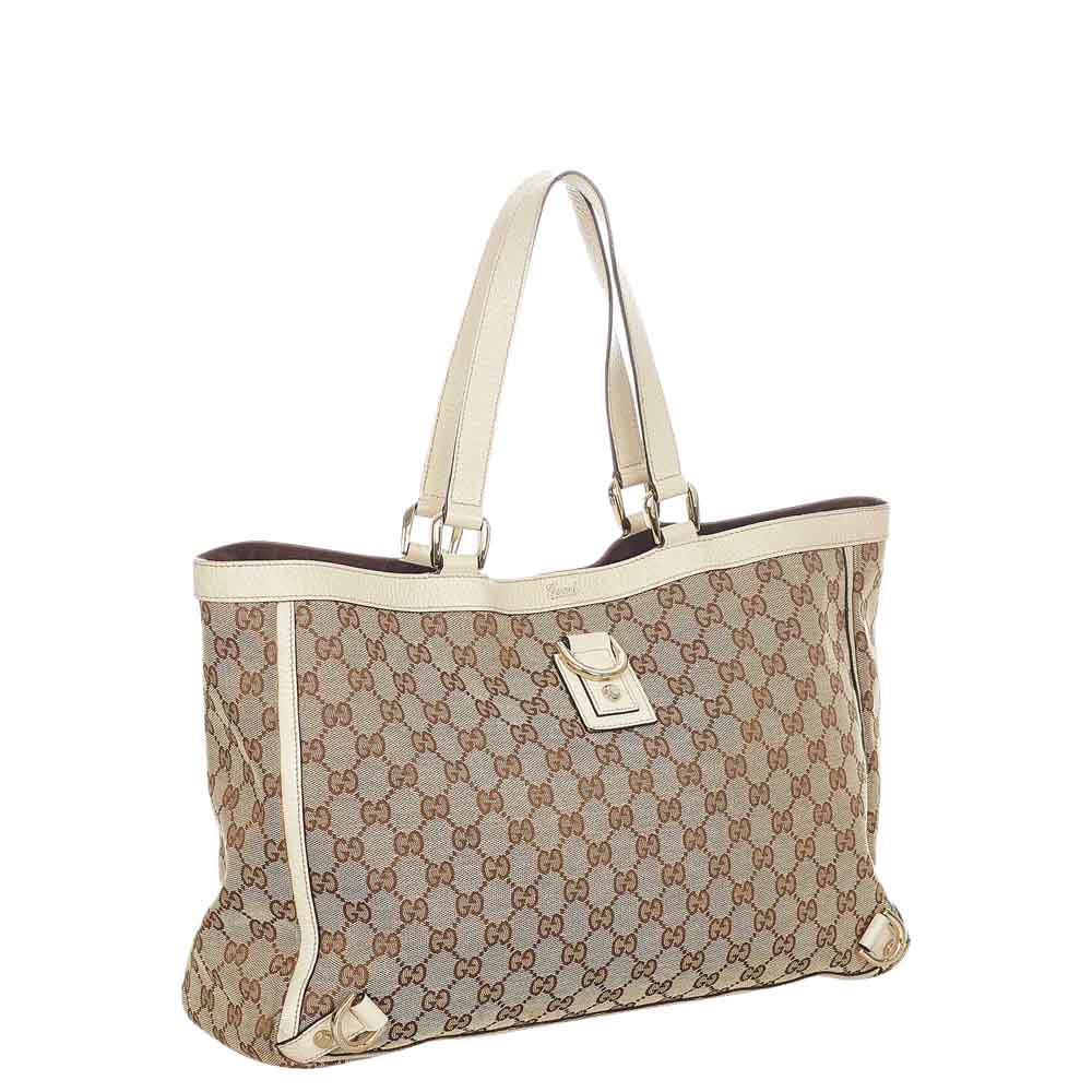 

Gucci Brown/Beige Canvas Fabric Abbey D-Ring Tote Bag