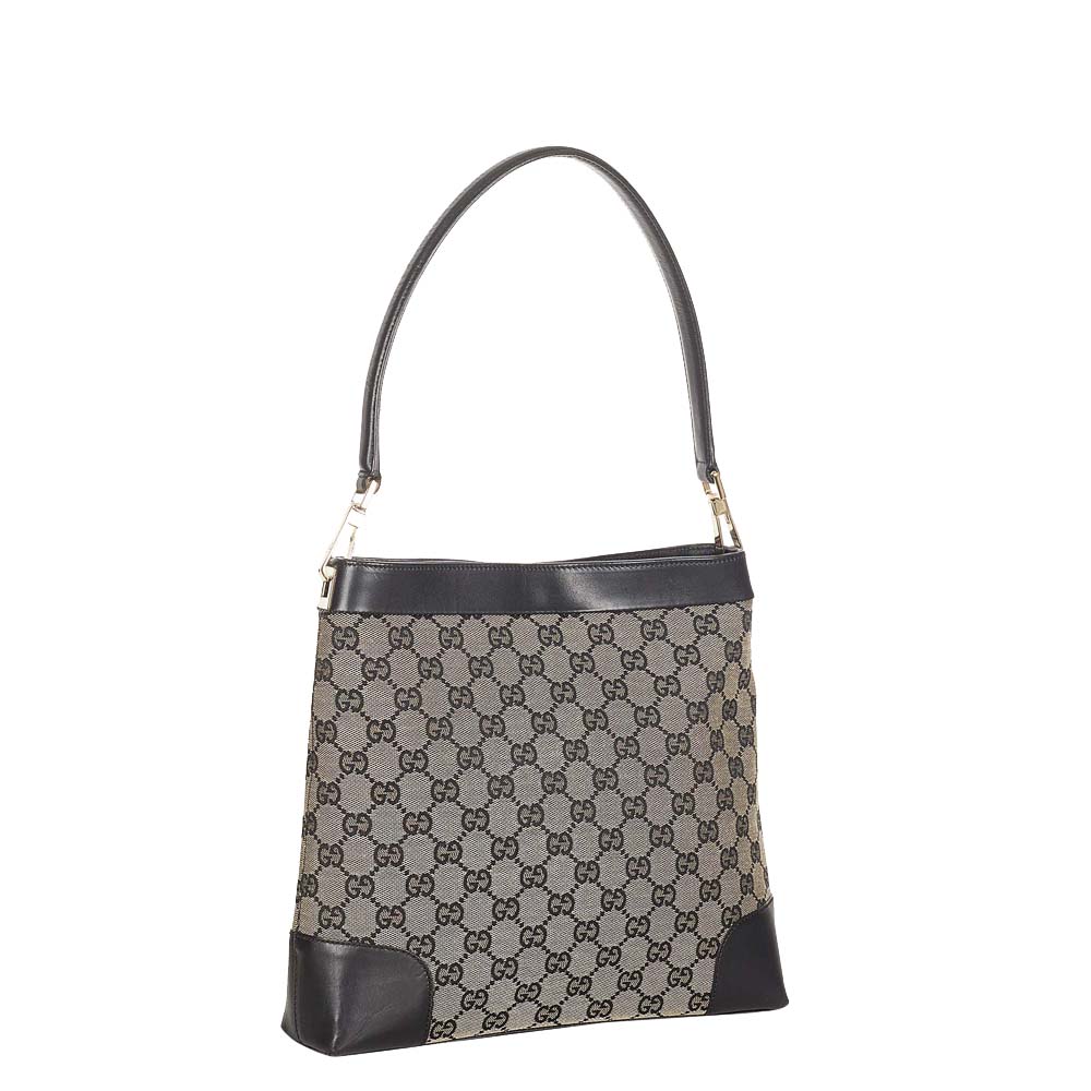 

Gucci Grey Canvas Fabric Shoulder Bag, Black