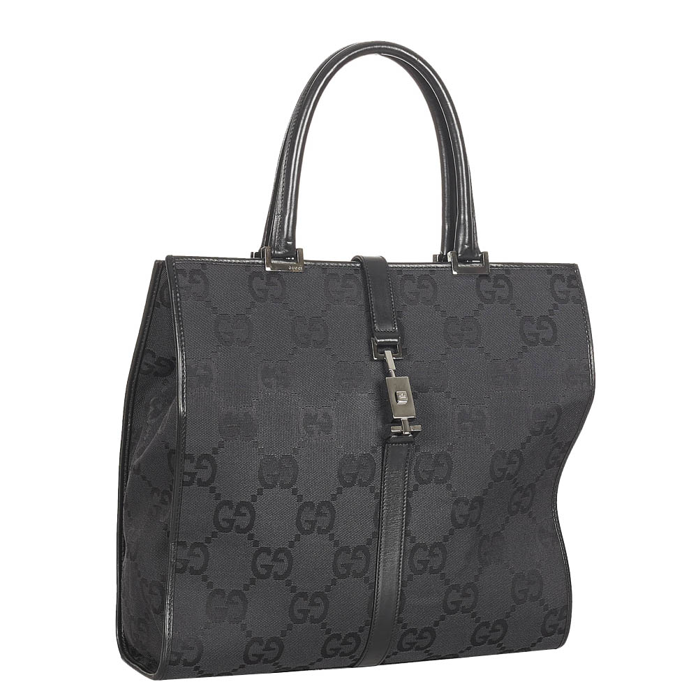 

Gucci Black Canvas Fabric Jackie Tote Bag