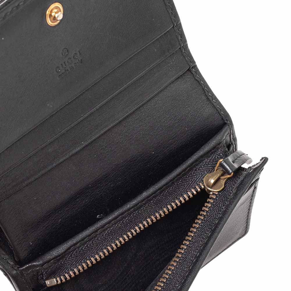 

Gucci Black Leather Cicada GG Marmont Card Case