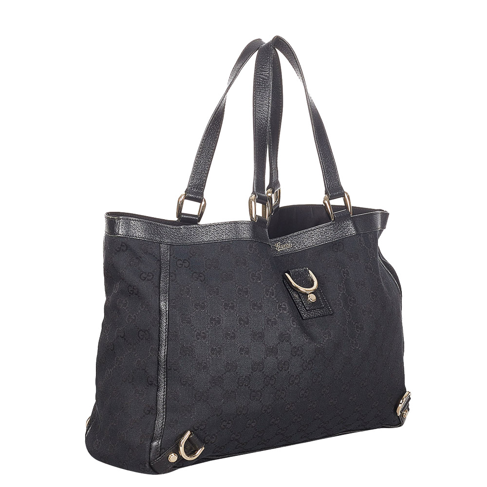 

Gucci Black Canvas Fabric Abbey D-Ring Tote Bag