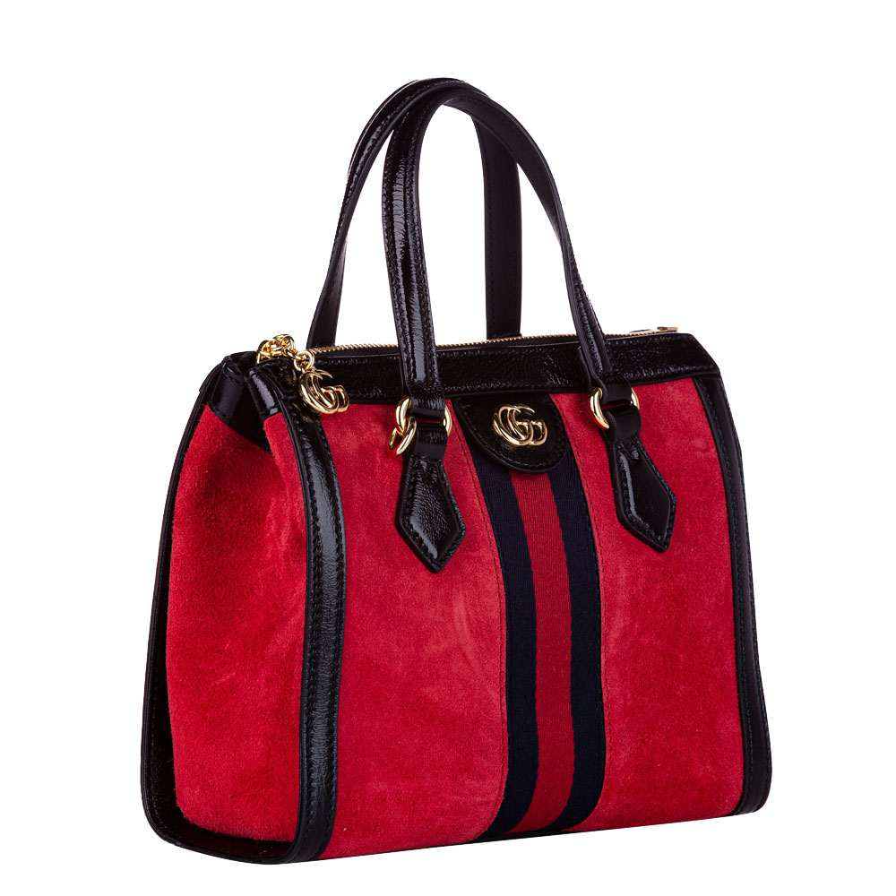 

Gucci Red Leather Suede  Ophidia Satchel, Black