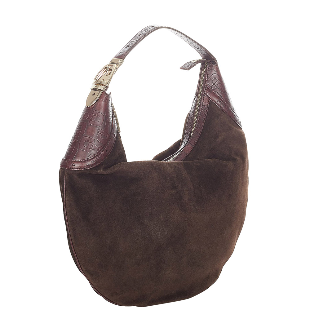 

Gucci Brown Suede Horsebit Glam Hobo Bag