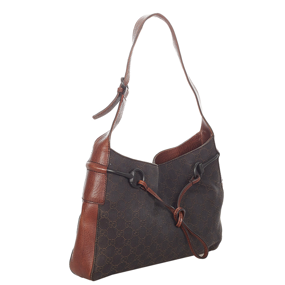 

Gucci Brown Canvas Fabric Horsebit Shoulder Bag