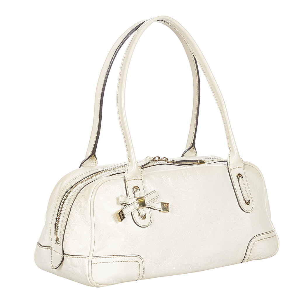 

Gucci White Leather Princy Boston Bag