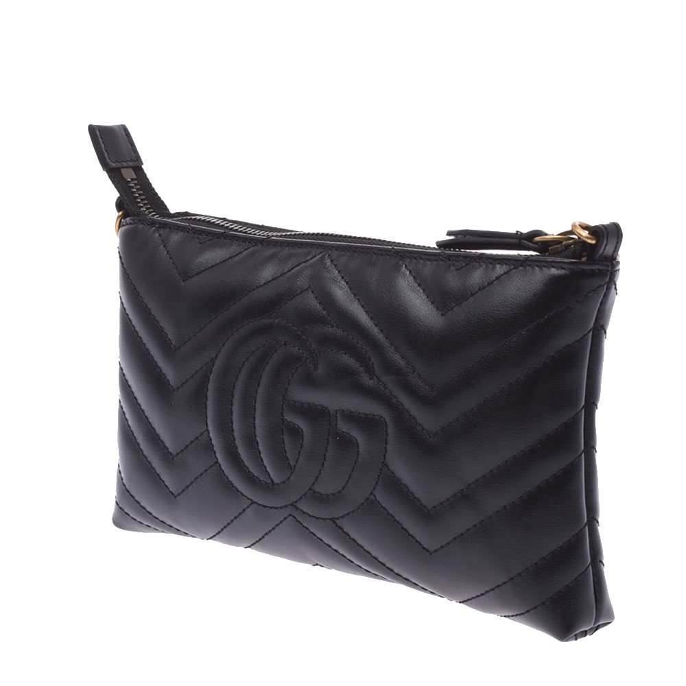 

Gucci Black Leather GG Marmont Mini Chain Shoulder Bag