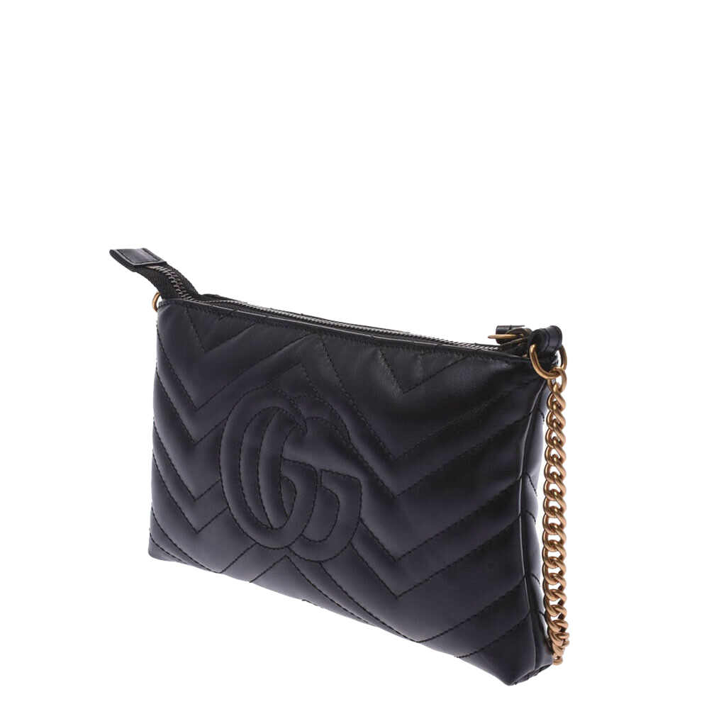 

Gucci Black Leather GG Marmont Bag