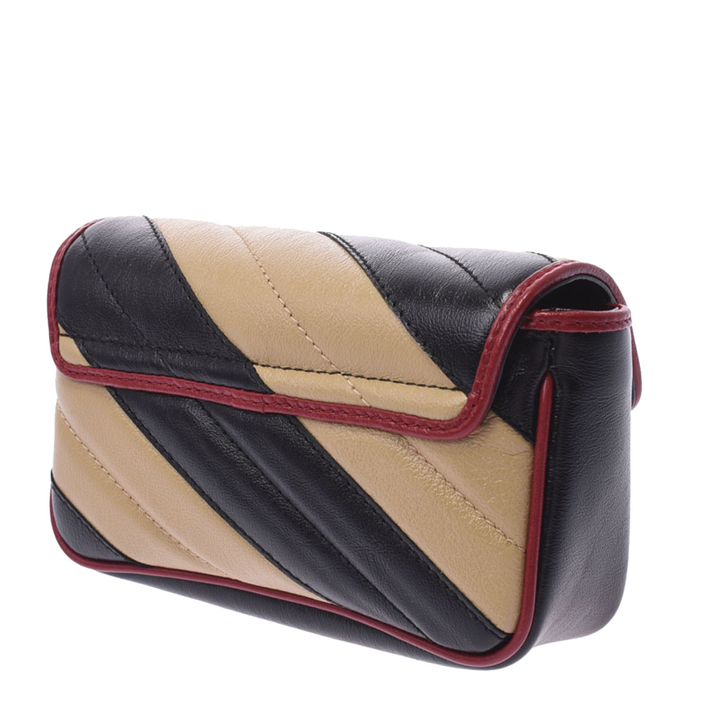 

Gucci Black/Beige GG Marmont Leather Mini Shoulder Bag