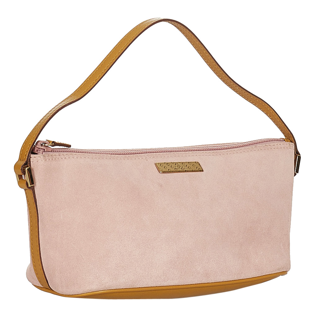 

Gucci Pink Leather Suede Boat Shoulder Bag